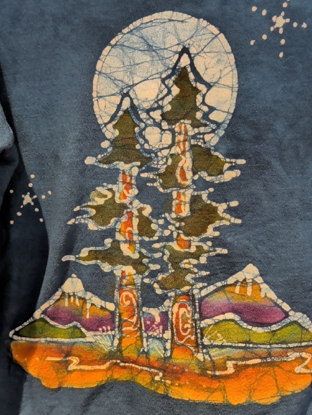 Hand Dyed Tie Dye Mountain Scene Hoodie Festival Wear - Picture 5 of 9